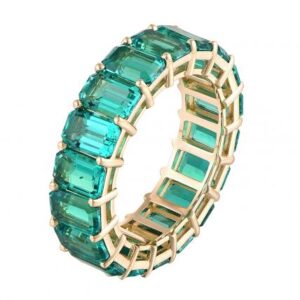 Emerald Cut lab grown emerald Tennis Ring