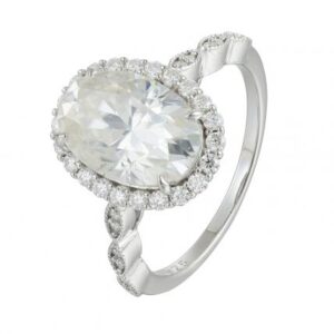 Halo Oval Cut Moissanite Engagement Ring