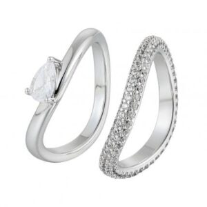 Pear shape band ring tennis ring stacking ring