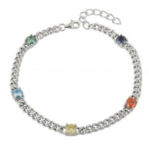colorful moissanite curb chain bracelet