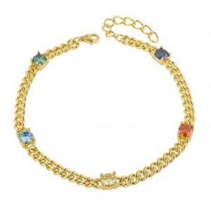 wholesale jewelry color moissanite cuban link chain bracelet