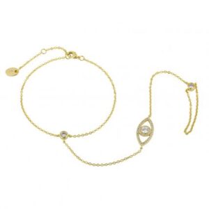 Moissanite evil eye hand chain bracelet
