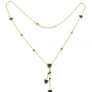 Vintage Green Heart Moissanite Y Necklace