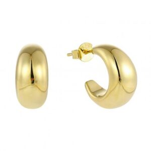 14K Gold Plated 925 Sterling Silver Chunky Thick C Shape Huggie Hoop Earrings
