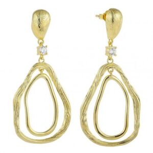 925 Sterling Silver Textured Abstract Double Teardrop Drop Earrings