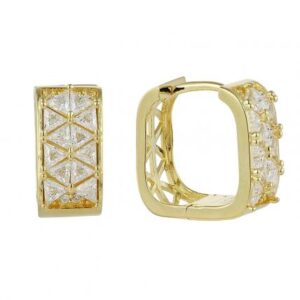 Gold Vermeil 925 Silver moissanite Pave Huggie Hoop Earrings