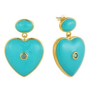 Wholesale Gold Vermeil 925 Silver Enamel Heart Dangle Stud Earrings