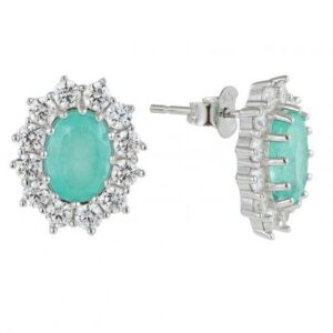 natural emerald halo stud earrings