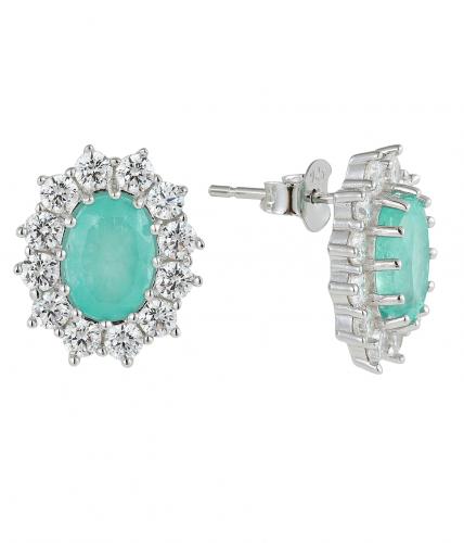 natural emerald halo stud earrings