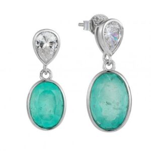 natural oval emerald bezel earrings