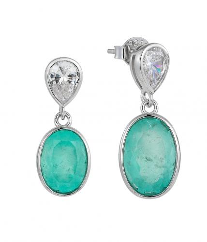 natural oval emerald bezel earrings