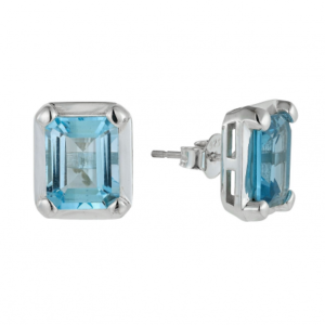 Rectangle Sky Blue Topaz Gemstone Earring