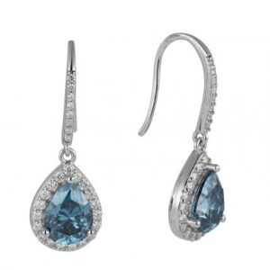 925 sterling silver pear shaped moissanite drop earrings