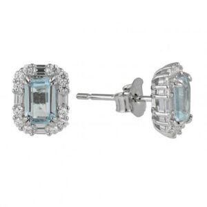 natural gemstone jewelry natural aquamarine stud moissanite earring